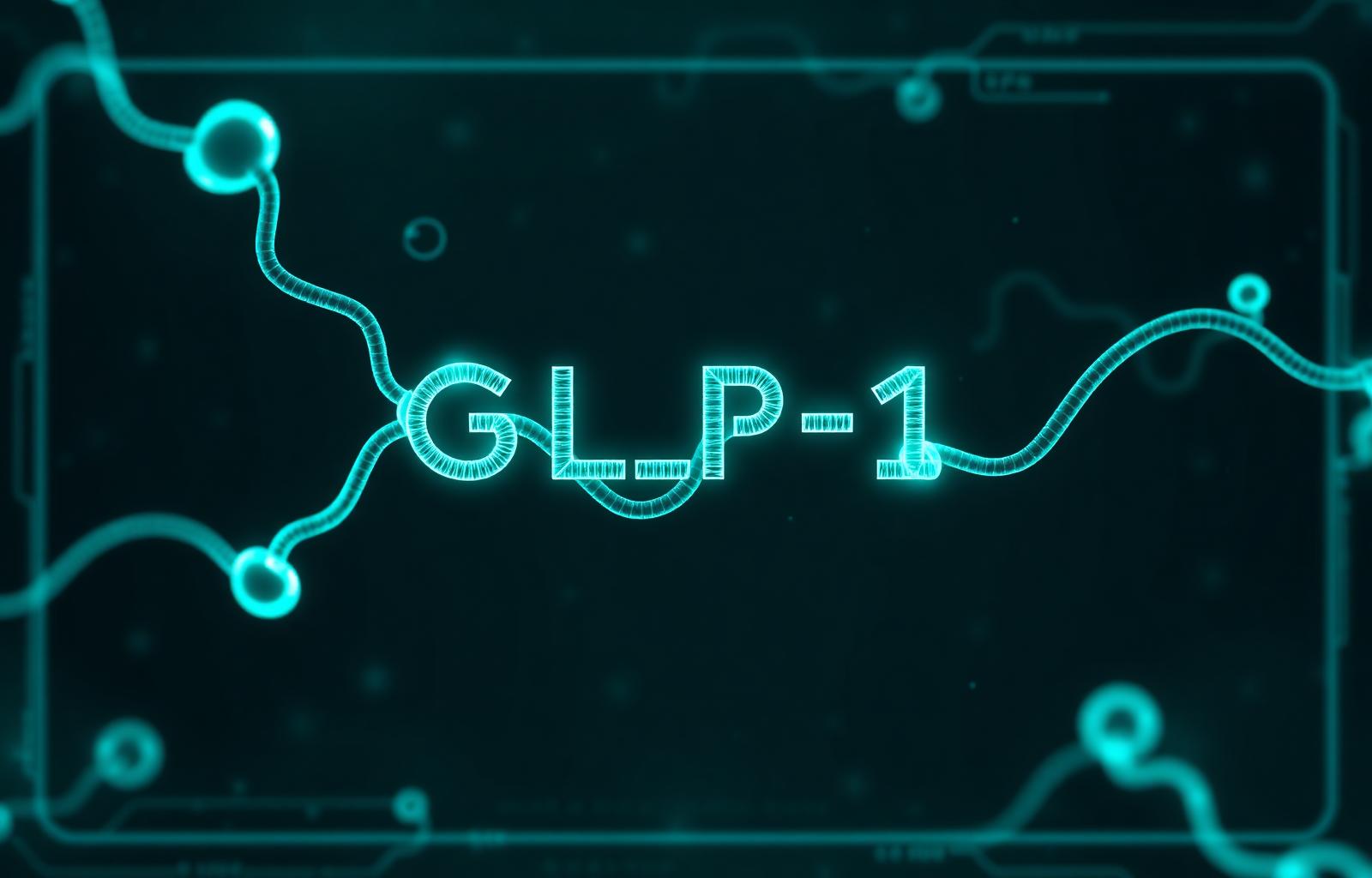 Glowing GLP-1 molecular structure visualization