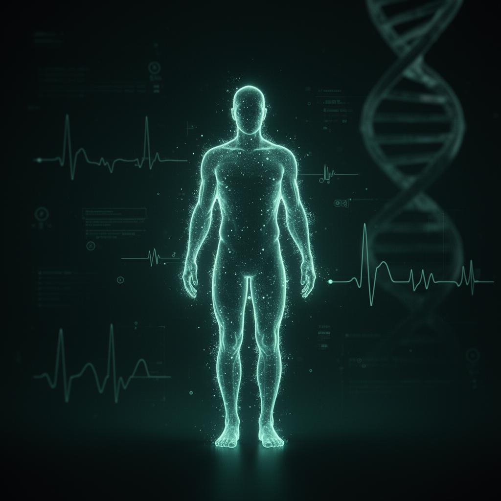 Glowing biometric human silhouette